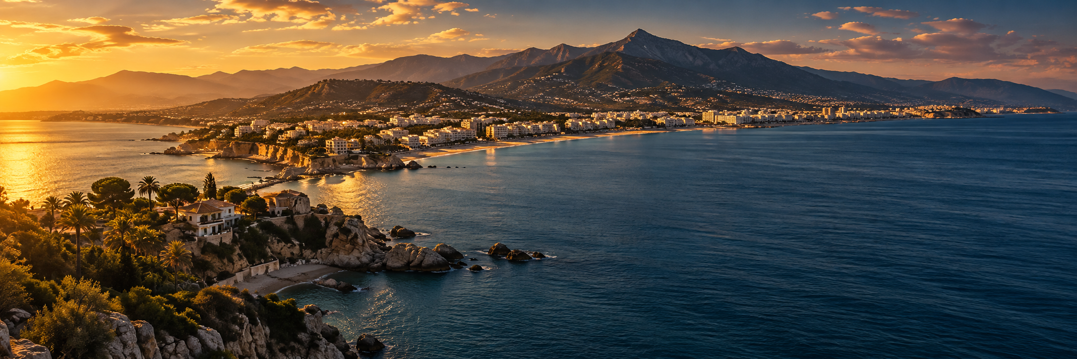 Vista panorámica de la costa mediterránea y sus montañas